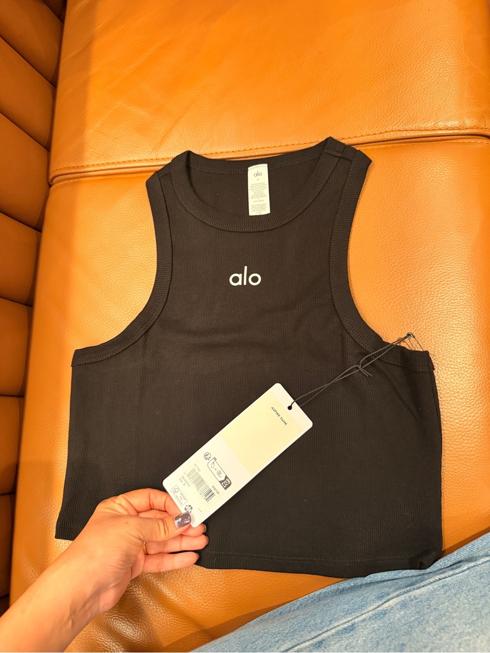 ALO Yoga Women Black Ribbed Crop Tank new with tag size M #activewear #gymgirl